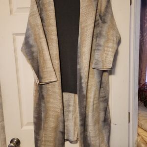 CATO Beige and Gray Long Cardigan NWOT